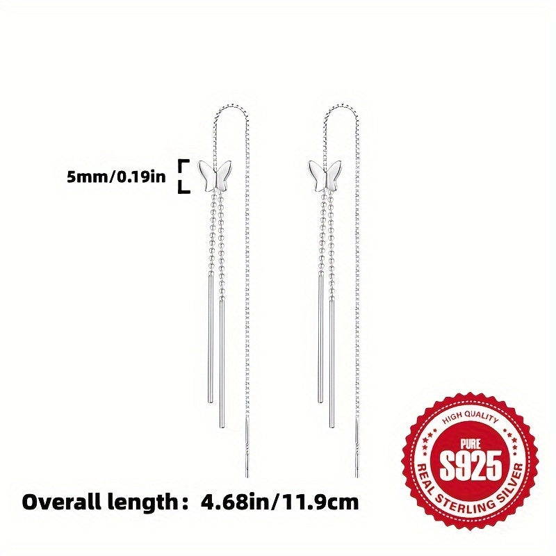 S925 Kumush Qush Tasmali Quloq Zanjirlari, Ayollar uchun Nafis Aksessuarlar, Musiqa Festival va Partiyalar uchun Mukammal, 2.1g yengil va Gipoallergen