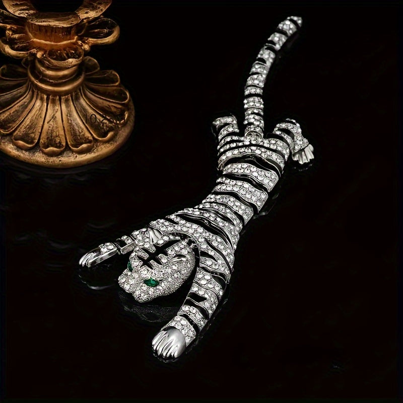 Large Tiger Brooches with Rhinestones and Animal-Themed Shawl Pins for Men and Women