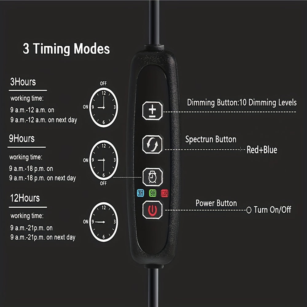 Luz de crecimiento LED de espectro completo USB para plantas de interior, regulable, de montaje en pared