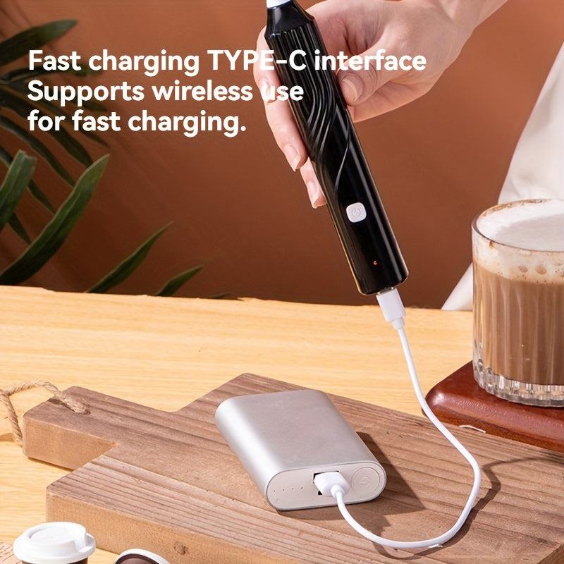 Electric Milk Frother Handheld Blender Stainless Steel 3-Speed for Coffee Cappuccino Foam