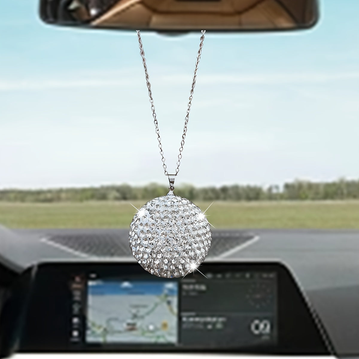 Female Car Interior Decor Crystal Ball Rhinestone Pendant Accessories