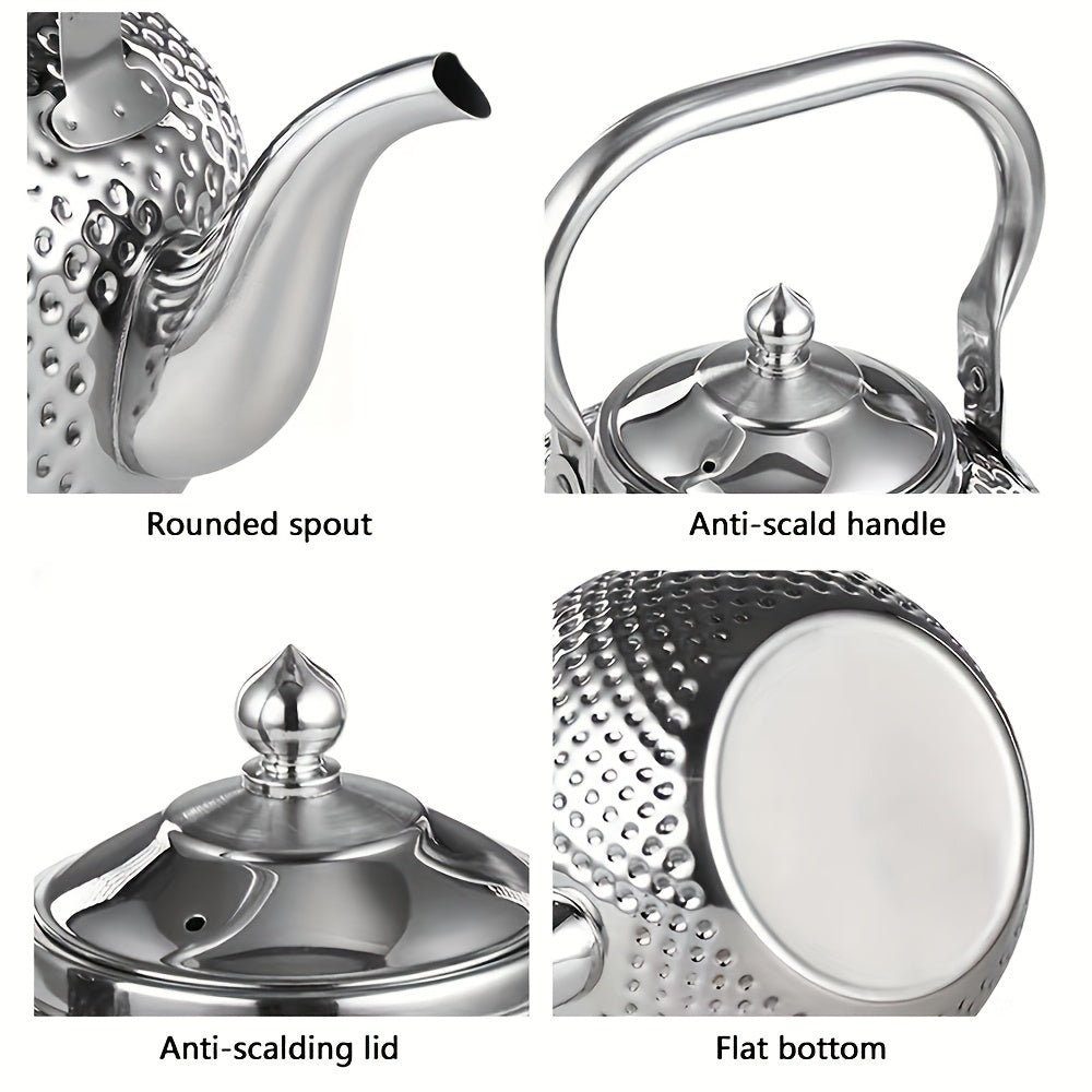 Tetera de acero inoxidable martillado para preparar té, café y leche