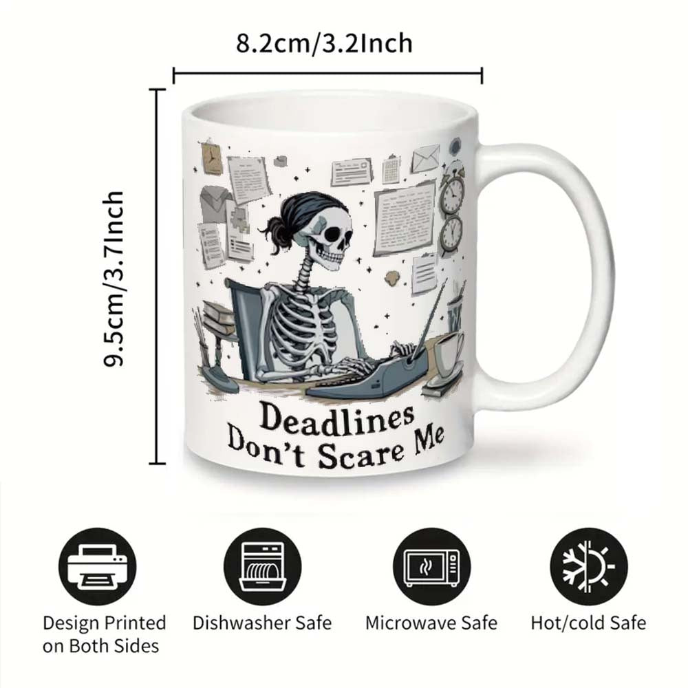 Ceramic Skeleton Worker Mug Retro Hard Worker Coffee Cup 1pc