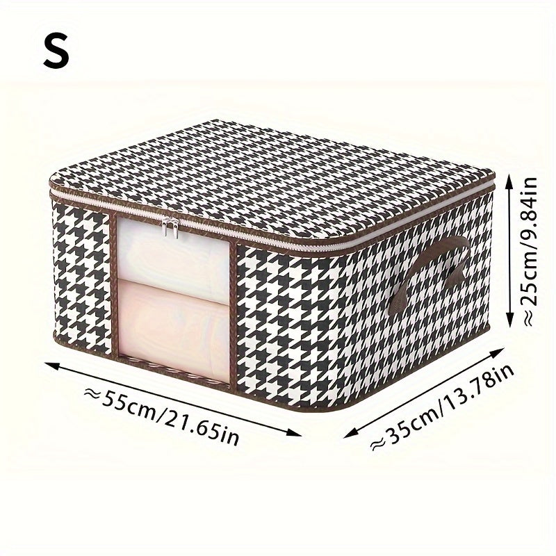 Large Capacity Waterproof Moisture-Proof Storage Bag with Houndstooth Pattern for Clothing and Quilts