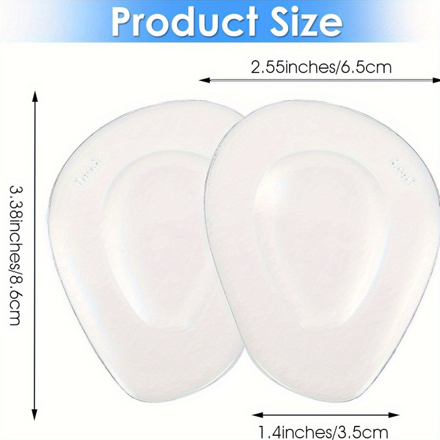 Women Reusable Gel Heel Pads 10-Pack with Arch Support Non-Slip Breathable
