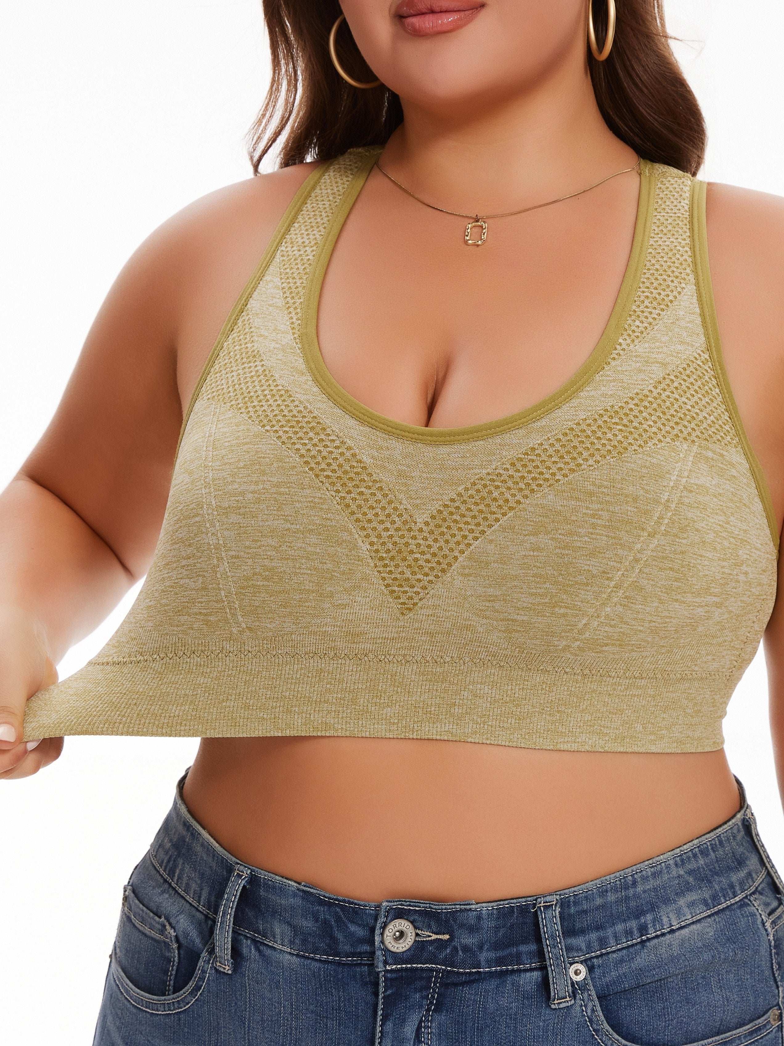 Women Breathable Seamless Mesh Sports Bra Large Size Yoga Bra Plus Size