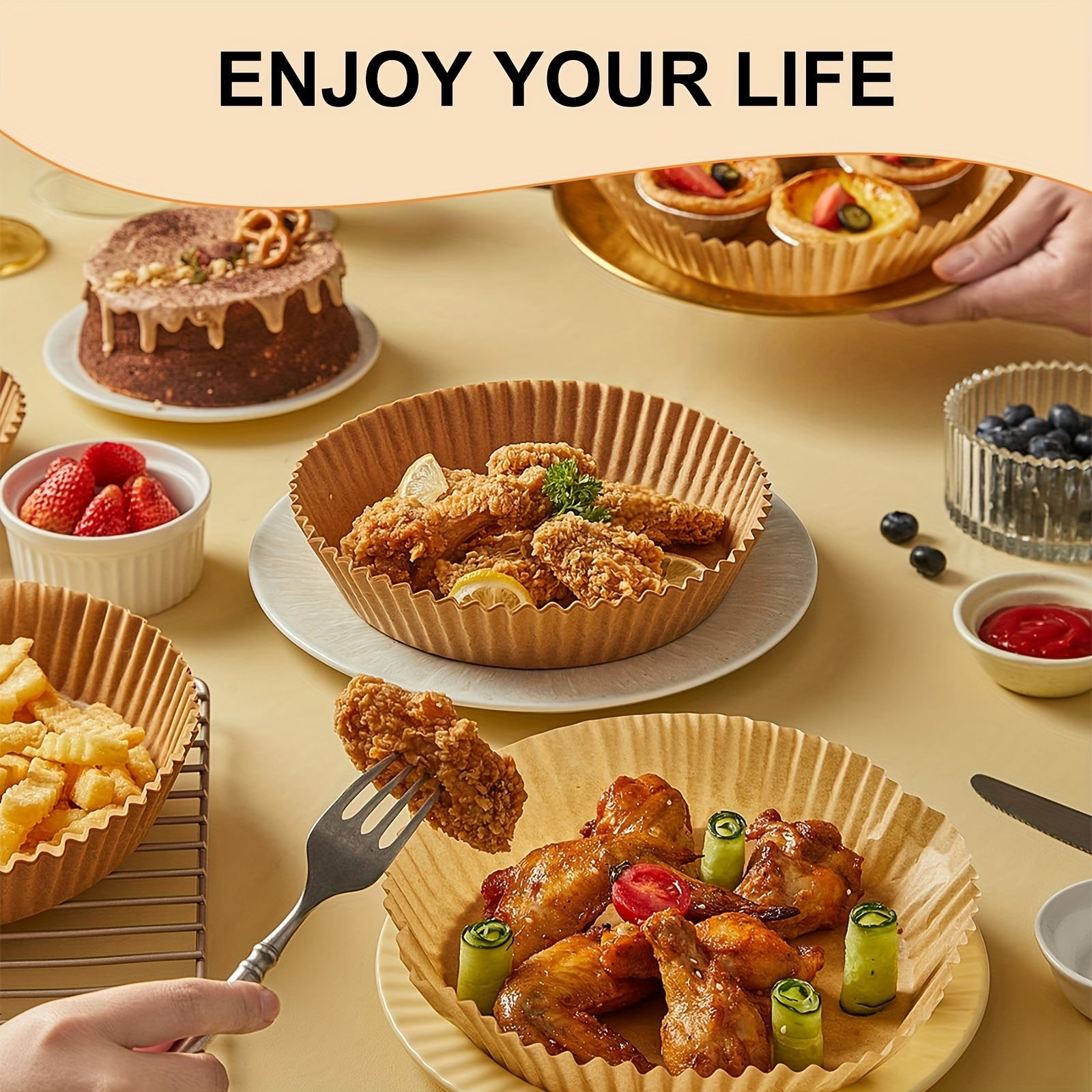 Disposable Round Parchment Paper Liners for Air Fryers 2-8 Qt Non-Stick