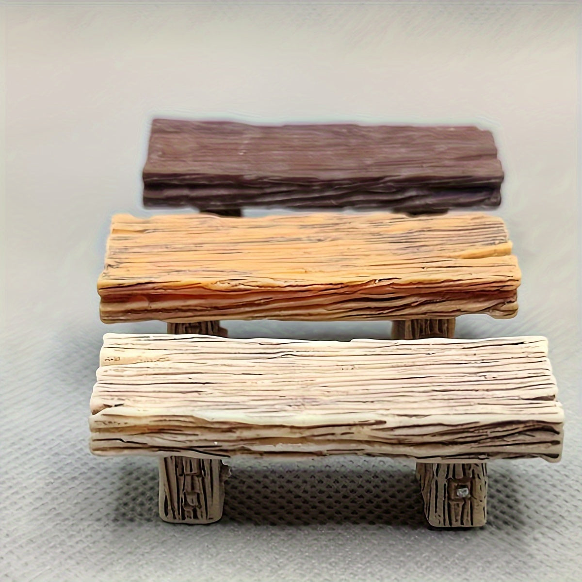 3-Piece Solid Wood Double Stool Set for Micro Landscape and DIY Crafts