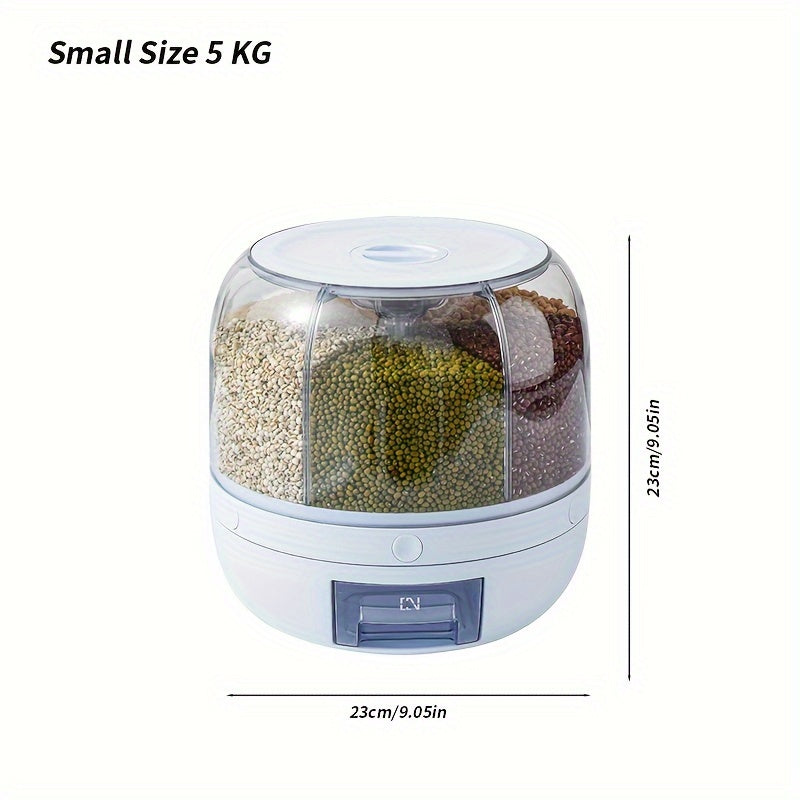 Large Capacity Rotating Rice Dispenser Airtight Grain Storage Container 5kg 10kg