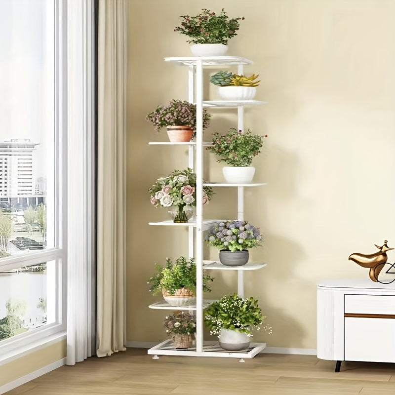 Multi-Layer Metal Flower Pot Rack for Living Room and Balcony Holds 9 Plants