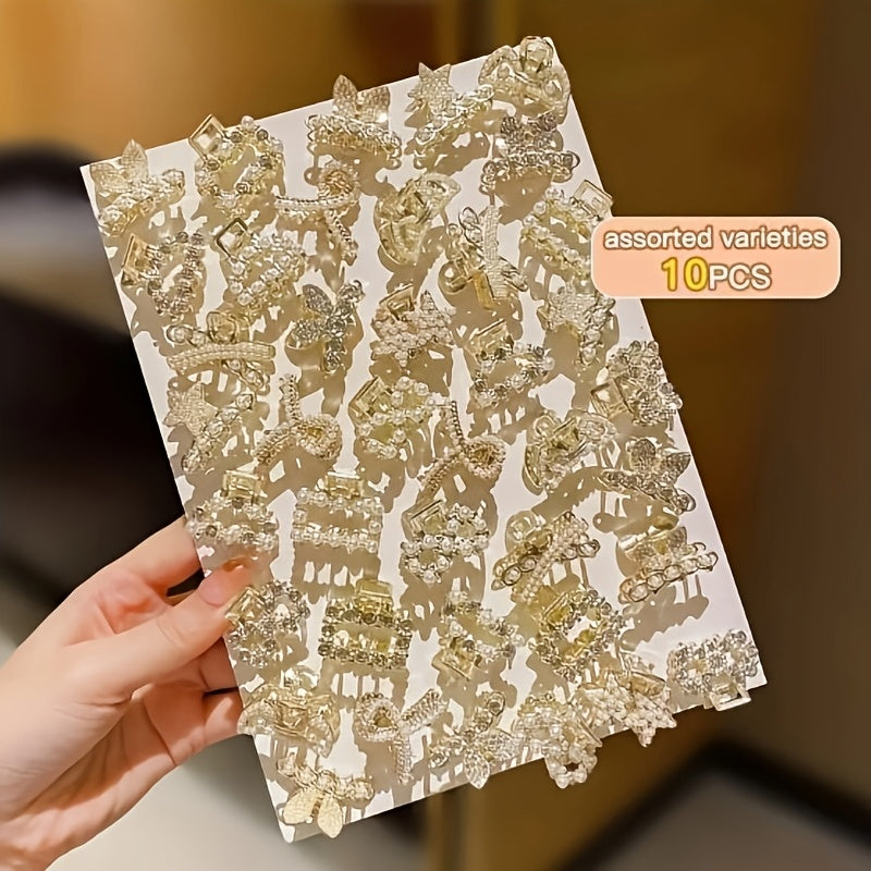 Elegant Pearl and Rhinestone Hair Clips Set for Women Alloy Vintage Tidy Hair