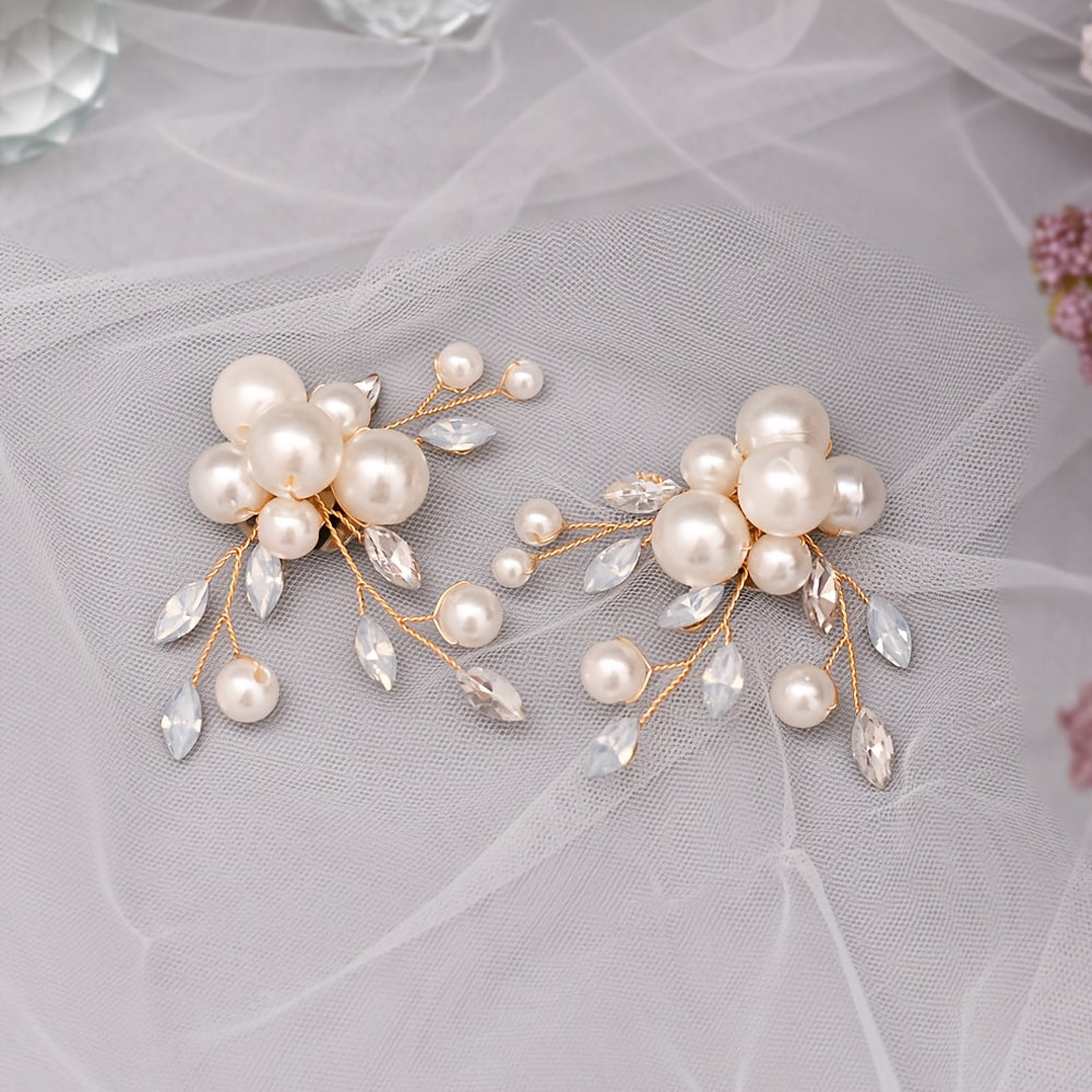 Pearl and Rhinestone Shoe Clips for High Heels Bridal Wedding Accessories Detachable Pair