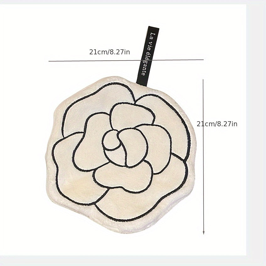 Polyester Kitchen Towel Camellia Pattern Soft Absorbent for Household Cleaning