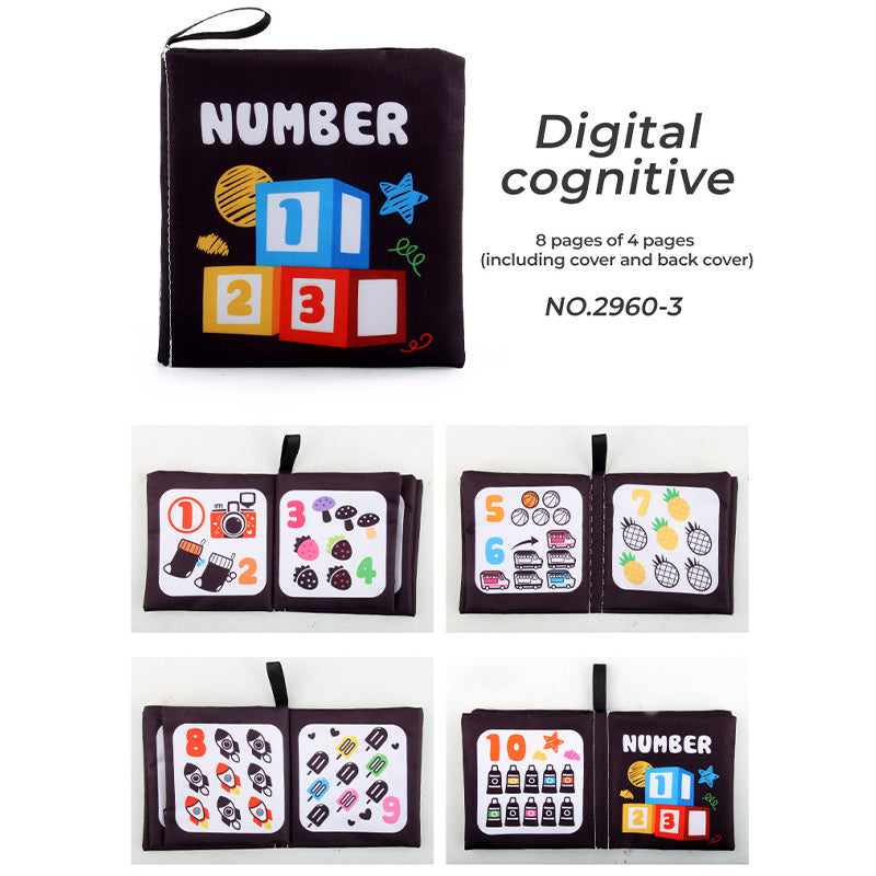 Baby Cloth Book for Toddlers 0-3 Years Black and White Cloth Educational Toy