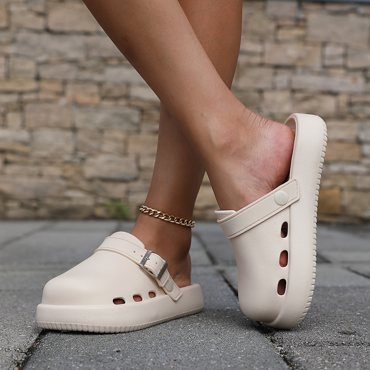 Women's Neon Green Slip-On Platform Sandals Open-Toe Casual Poolside