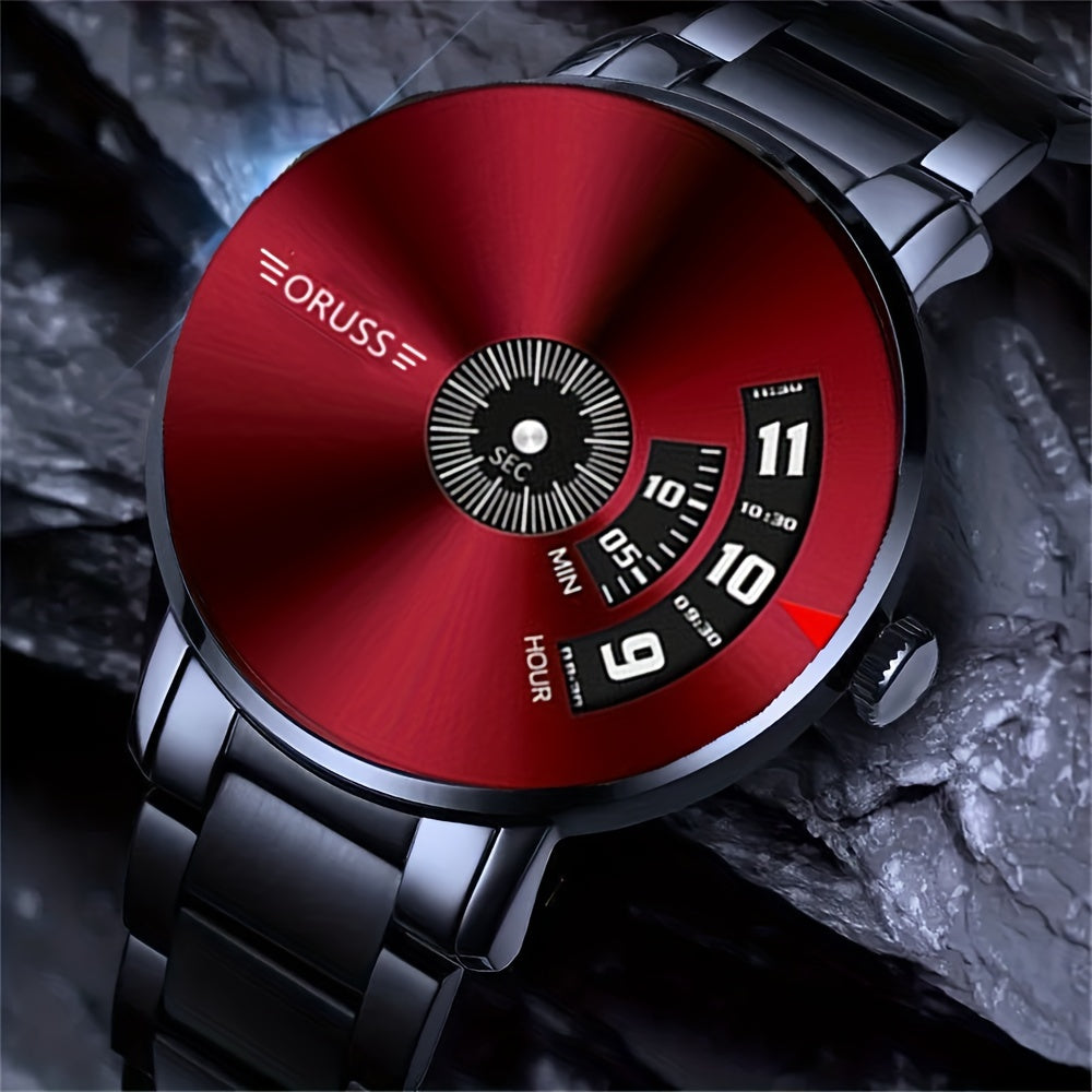 Men's Watch Elegant Stainless Steel Business Casual Black Dial