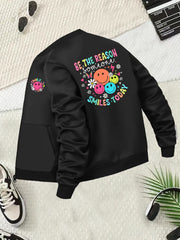 Women's Plus Size Casual Zip-Up Jacket with Pockets and Long Sleeves