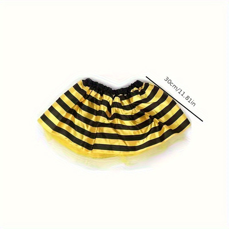 Dance Costume for Girls Tutu Skirt Bee Wings Headband and Dancewear Set