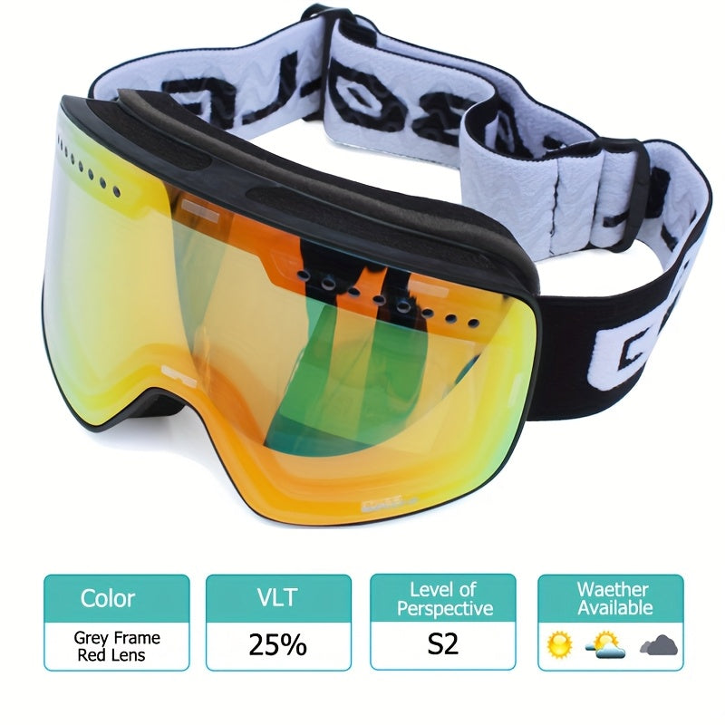 Adult Ski Goggles Mirrored Double Layer Lens TPU Frame for Snowboarding and Ice Skating