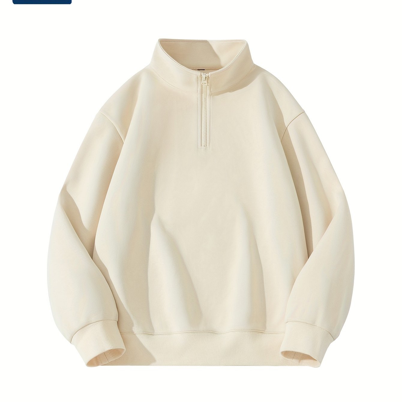 Men's Solid Color Knit Cotton Long Sleeve Half-Zip Pullover Sweatshirt Regular Fit