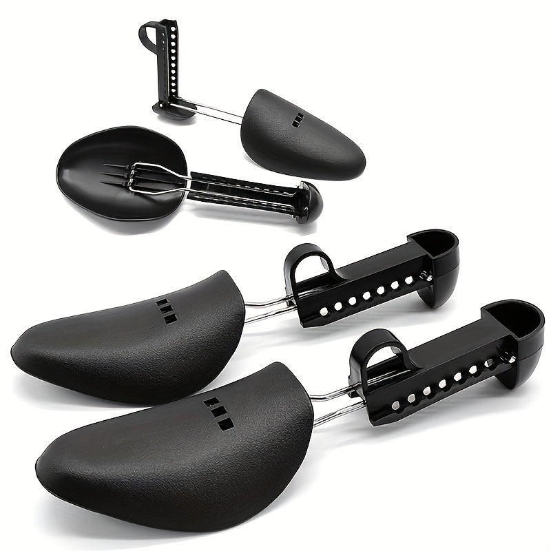 2 Pack Black Plastic Shoe Stretchers for Men and Women with Metal Hooks