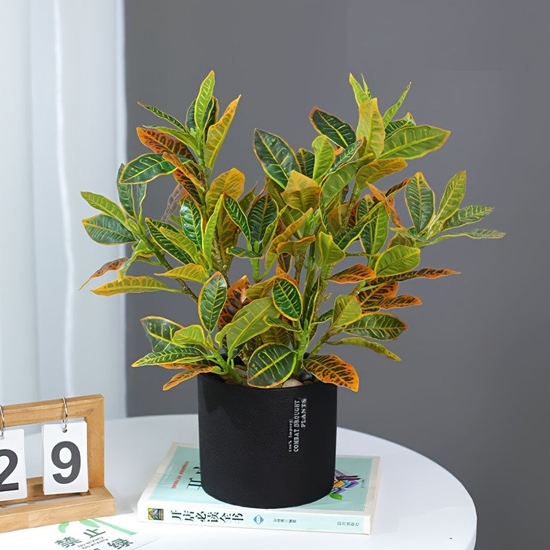 Artificial Croton Plant with Variegated Leaves for Home Decor