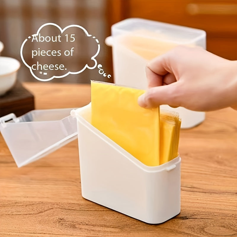 Caja de almacenamiento de plástico transparente para condimentos de queso y mantequilla, organizador de nevera