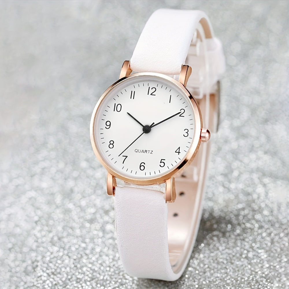 Set of 6 Women's Casual Quartz Watches with Leather Bands and Butterfly Jewelry