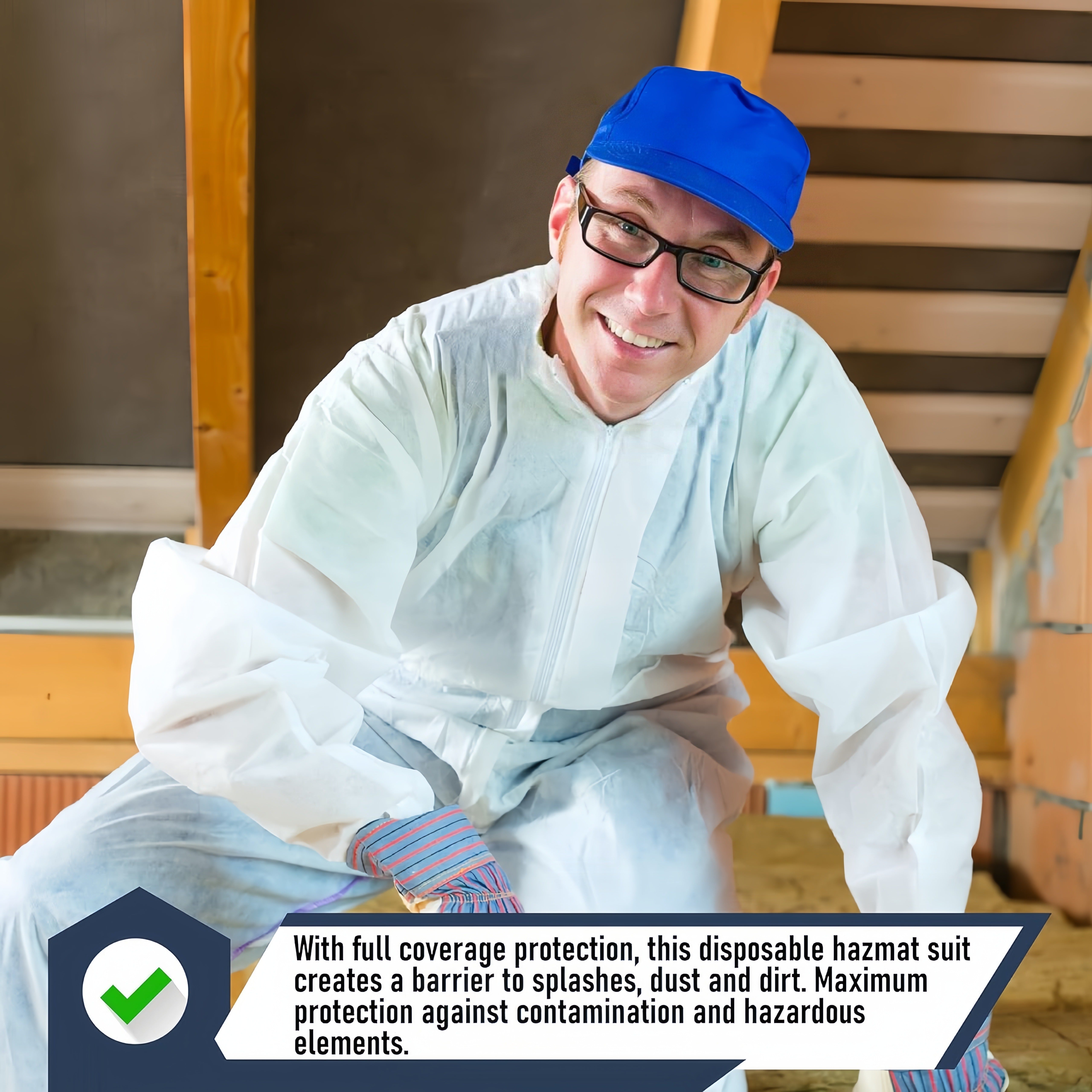 Unisex Lightweight Breathable Protective Coverall for Painting and Construction