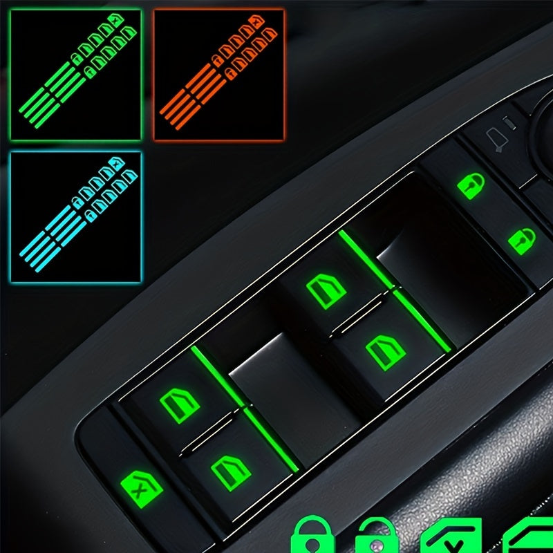 Universal moslik Yorug'likda porlaydigan Avtomobil kaliti tugmasi stikerlari PVC ichki o'rnatish uchun decal to'plami