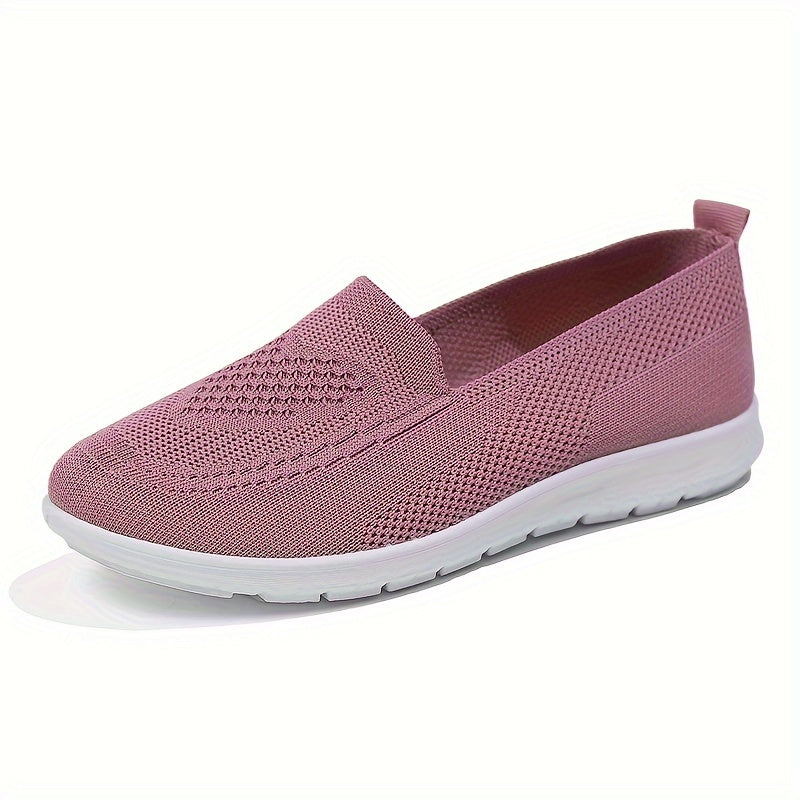 Women's Knit Sneakers - Lightweight Slip-On Breathable Mesh Gray