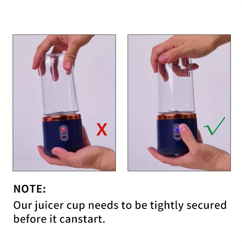 Портативный беспроводной соковыжималка с 2 стаканами, USB-зарядка, шесть лезвий, быстрая отжиг для дома и путешествий