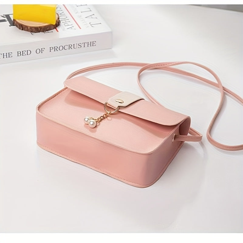 Women's Faux Leather Square Clutch Bag with Removable Strap Preppy Style for Travel, Work, Party