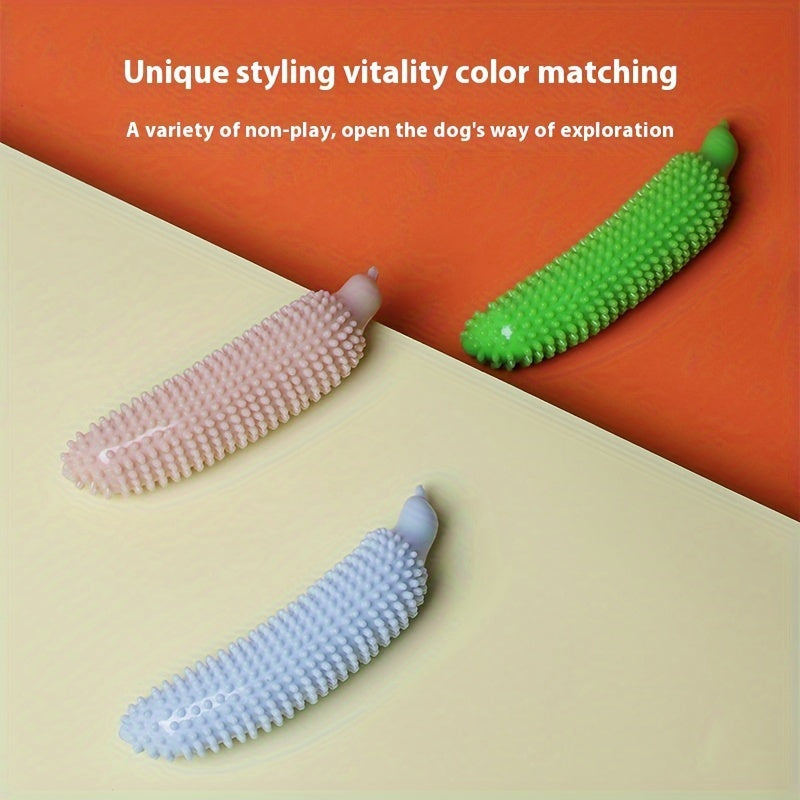 Silicone Dog Chew Toy Shaped Like Cucumber for Medium Breeds Teething Dental Health
