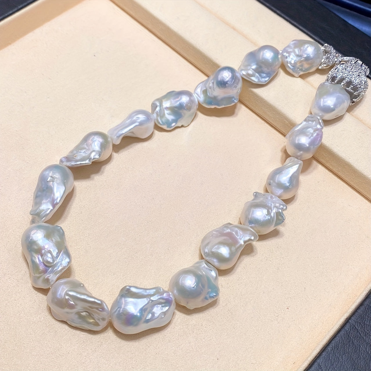 Large Baroque Freshwater Pearl Necklace with Irregular Chain for Women