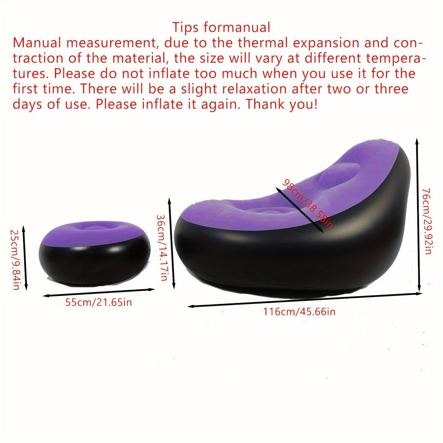 Foldable Inflatable Sofa with Footrest for Camping, Outdoor Relaxation, Portable