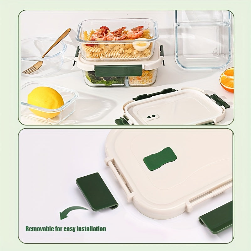 Borosilicate Glass Lunch Box with Snap Lid Microwave Safe Leak-Proof Meal Prep Container