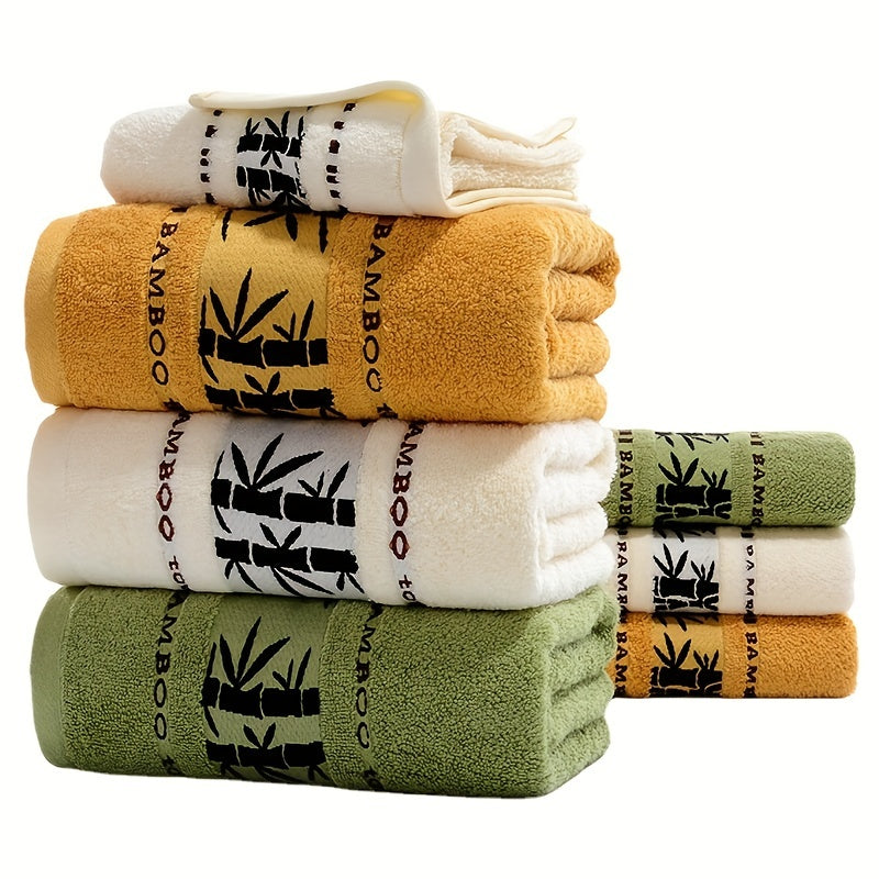 Set of 3 Bamboo Fiber Towels Bath and Hand Towels Soft Absorbent Eco-Friendly