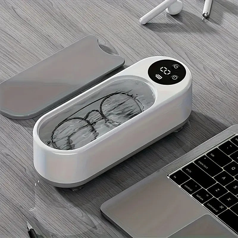 White Portable Jewelry and Glasses Cleaner Vibration-Based Chemical-Free Non-Woven Home Use