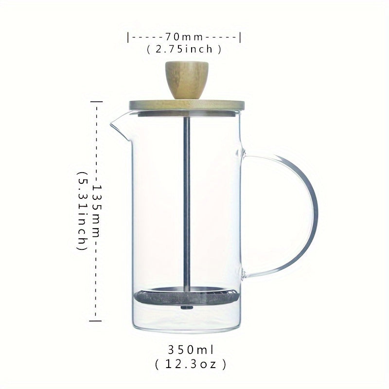 Glass French Press Coffee Maker Set with Wooden Lid 350ml-1000ml Heat Resistant Borosilicate