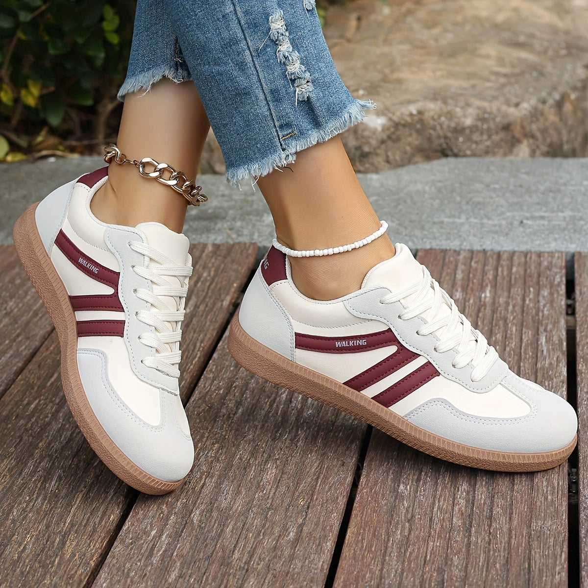 Zapatillas casuales para mujer antideslizantes para todas las estaciones con soporte forro de tela y cuero sintético