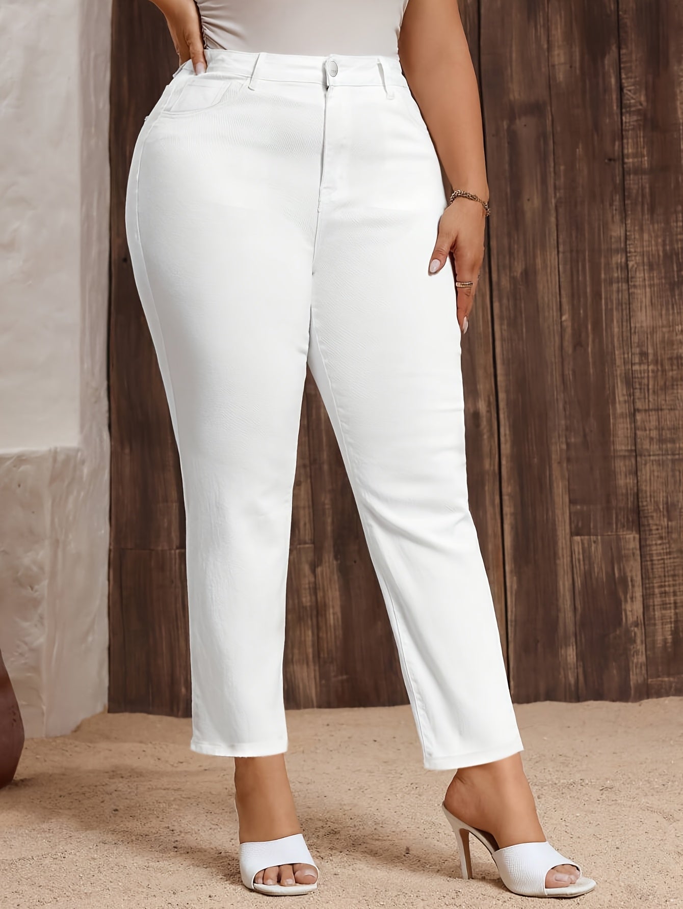 Women's Stretch Straight Leg Jeans Casual Denim Pants