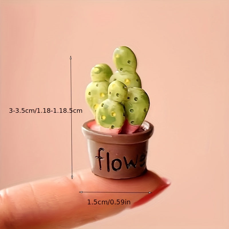 Conjunto de jardines de hadas con suculentas y cactus en miniatura con adornos de resina para pequeños paisajes y decoración