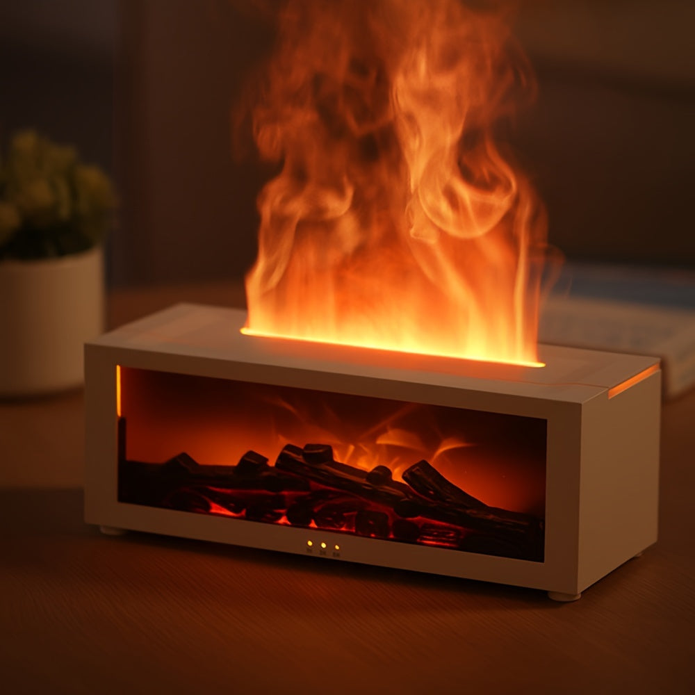 Simulation Flame Fireplace Humidifier with Remote Control and USB Power