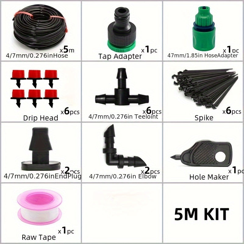 Adjustable PVC Micro Drip Irrigation System Kit for Garden Plant Watering 5-40m