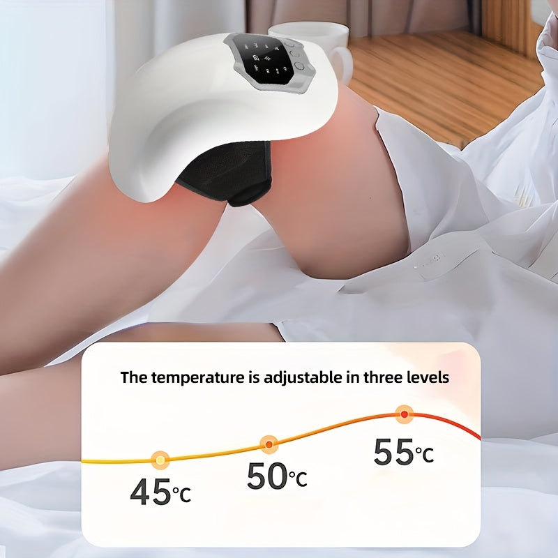 Knee Pain Massager with Hot Compress Vibration Rechargeable Battery LED Display