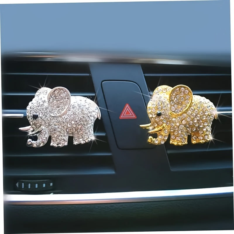 Car Air Vent Perfume Clip 2D Flat Elephant Cartoon Decor Accessory