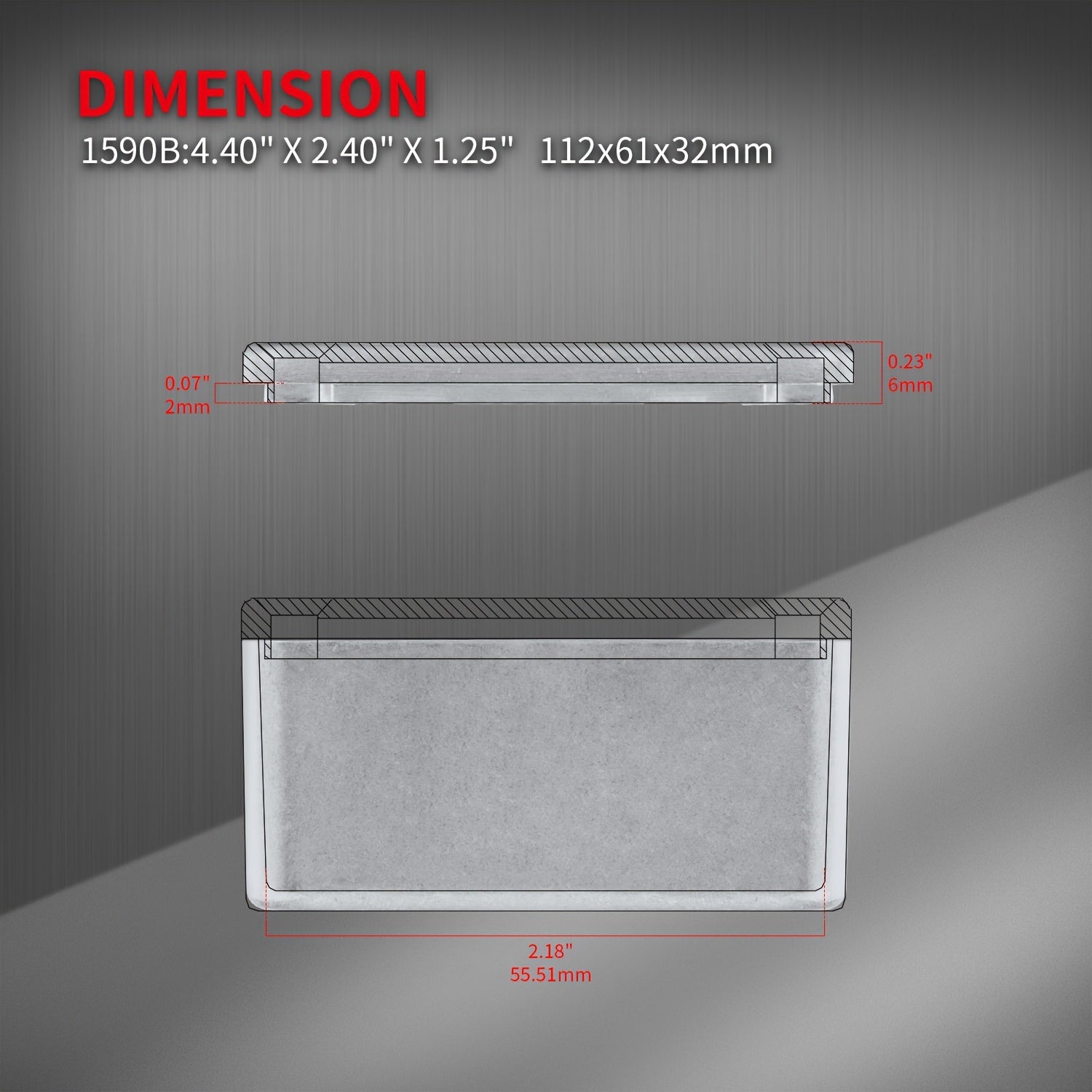 Caja de efectos para pedal de guitarra de aluminio sin terminar tamaño 1590B gris