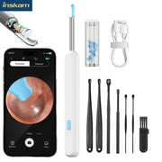 7-Piece Earwax Removal Kit with Camera Light Rechargeable Silicone and Metal Ear Spoons