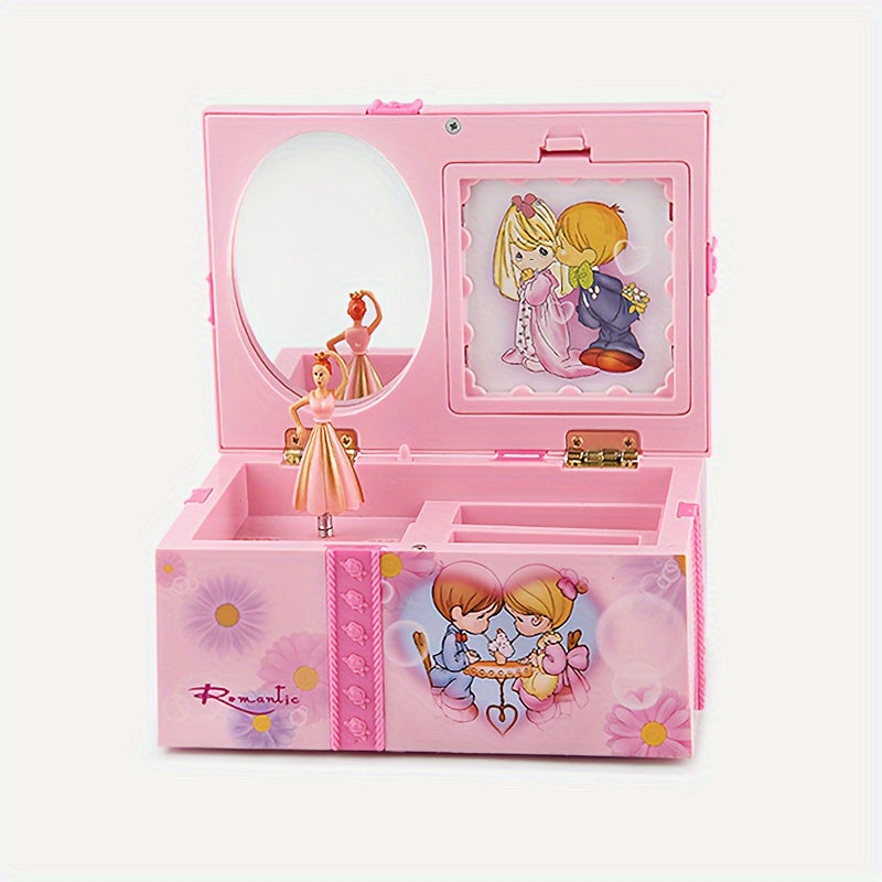 Girls Ballet Dancer Music Box with Mirror Rotating Jewelry Organizer Gift